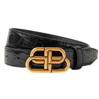 BALENCIAGA BB croc-effect leather belt