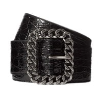 SAINT LAURENT Croc-effect leather belt