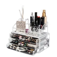 Akoyovwerve Clear Acrylic Makeup Organizer with Drawers, Makeup Storage Vanity Containers 3 Drawers