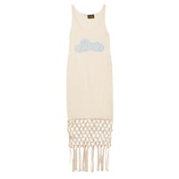 LOEWE + Paula’s Ibiza embellished macramé-trimmed silk and cotton-blend jersey dress