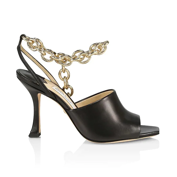 Jimmy Choo Sae Ankle-Chain Leather Sandals