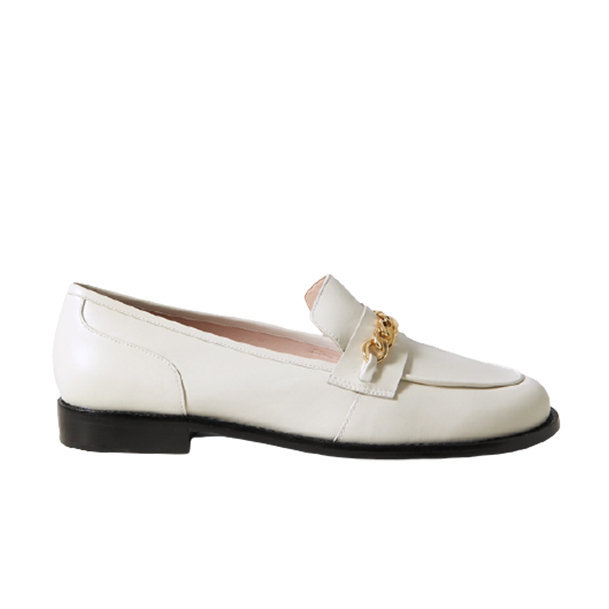 PORTE & PAIRE Chain-embellished leather loafers