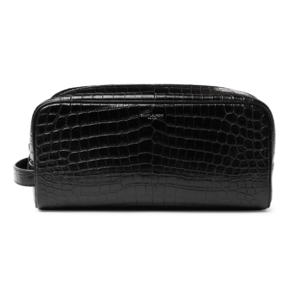 Croc-Effect Leather Wash Bag