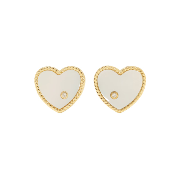 Mother-Of-Pearl and Diamond Earrings
