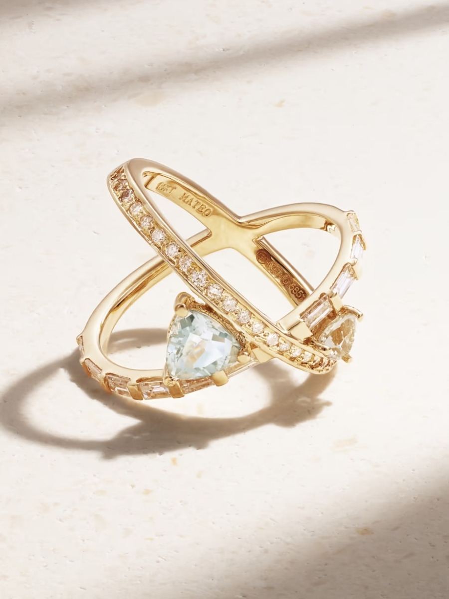 Mateo 14-karat gold, diamond and amethyst ring