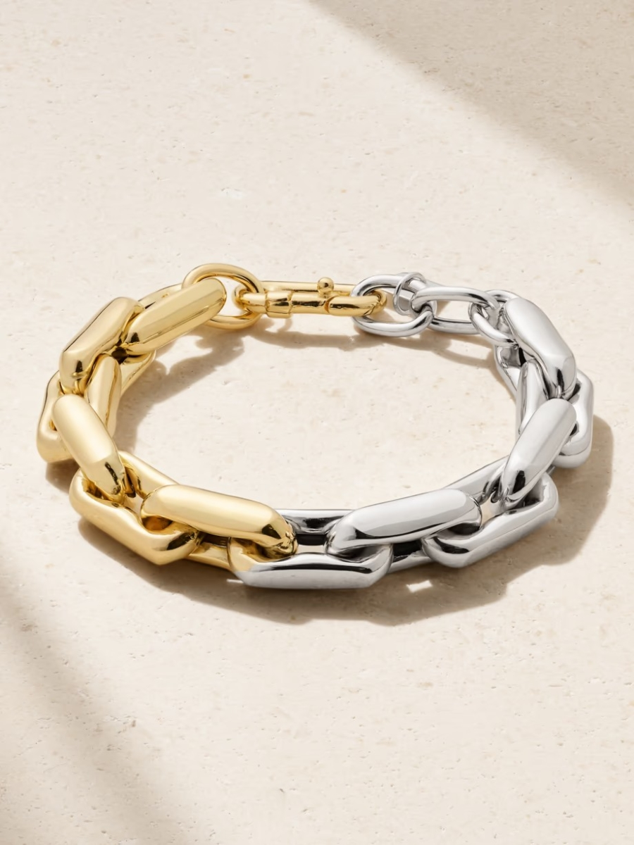 Lauren Rubinski 14-karat yellow and white gold bracelet