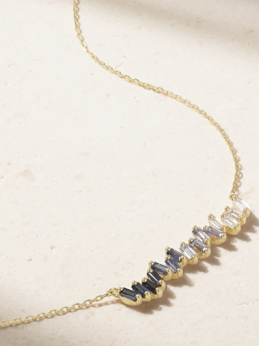 Suzanne Kalan 18-karat gold, sapphire and diamond necklace