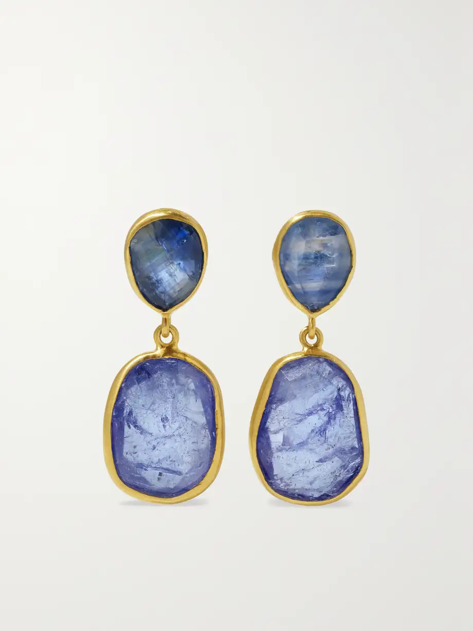Pippa Small 18-karat gold, tanzanite and kyanite earrings