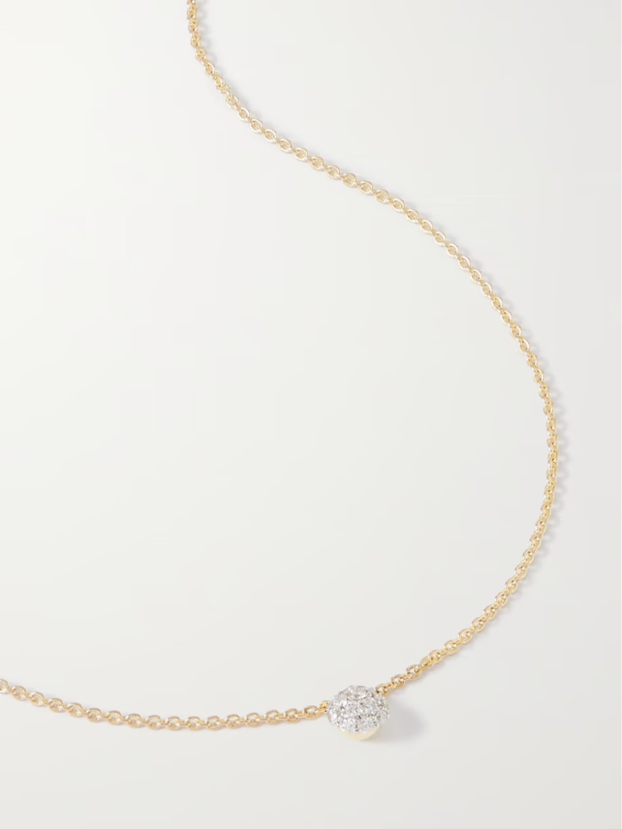 Stone and Strand Dainty Mirror Ball 10-karat gold diamond necklace