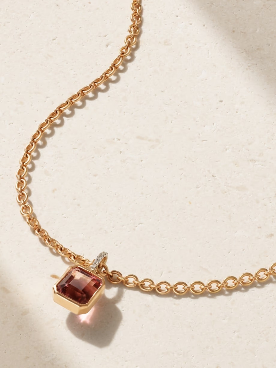Irene Neuwirth Gemmy Gem 18-karat rose gold, tourmaline and diamond necklace