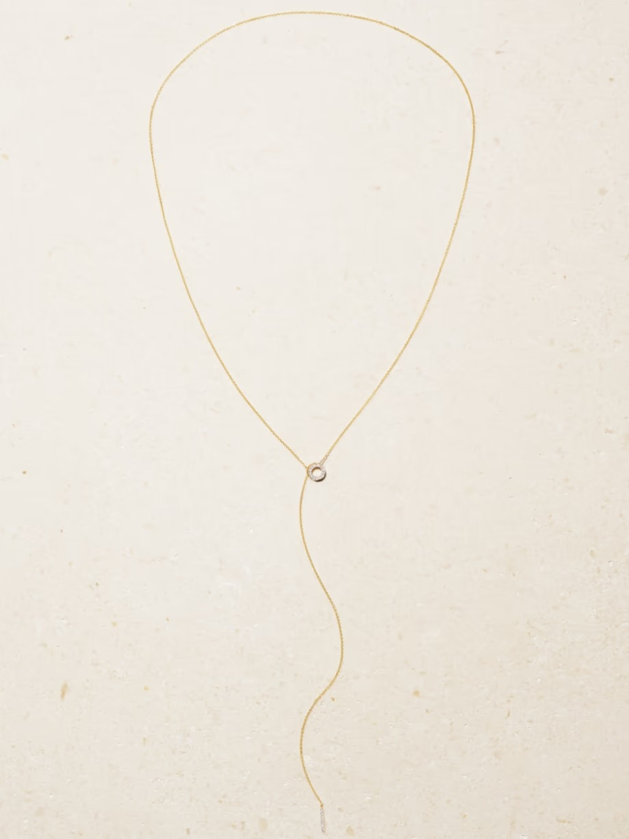 Stone and Strand Open Circle 14-karat gold diamond necklace