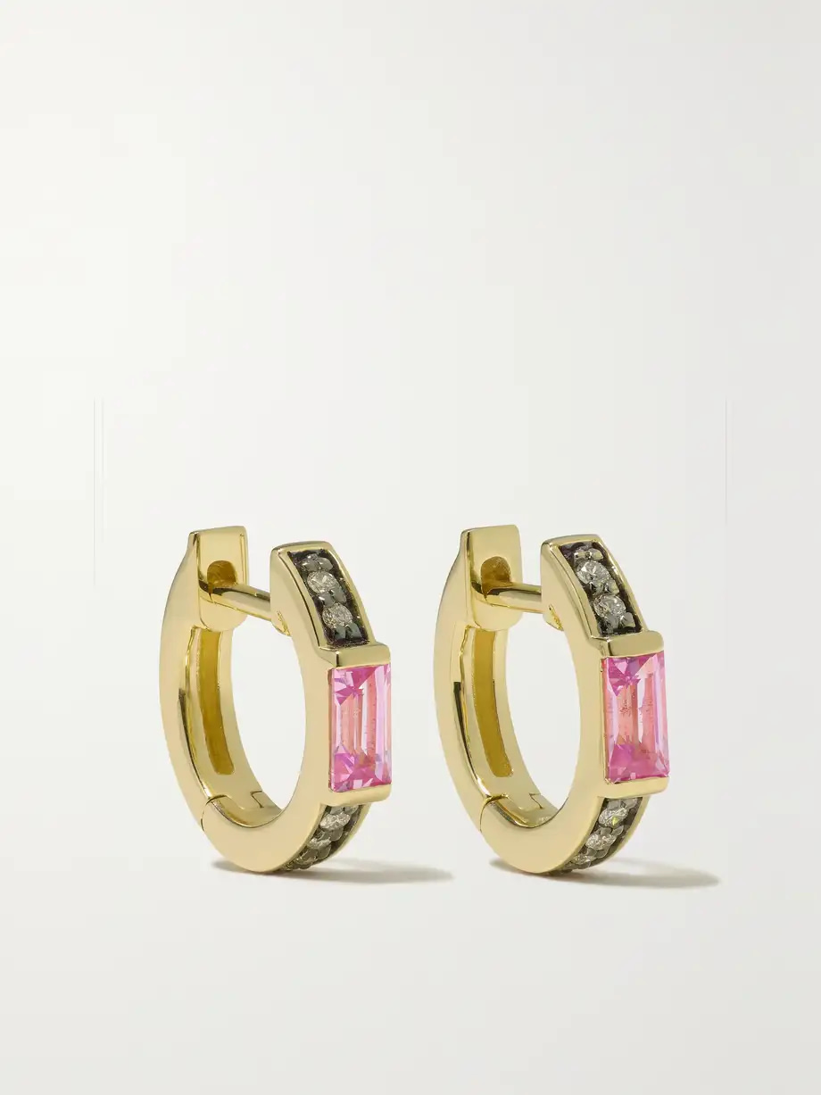 Sorellina Otto 18-karat gold, diamond and sapphire hoop earrings