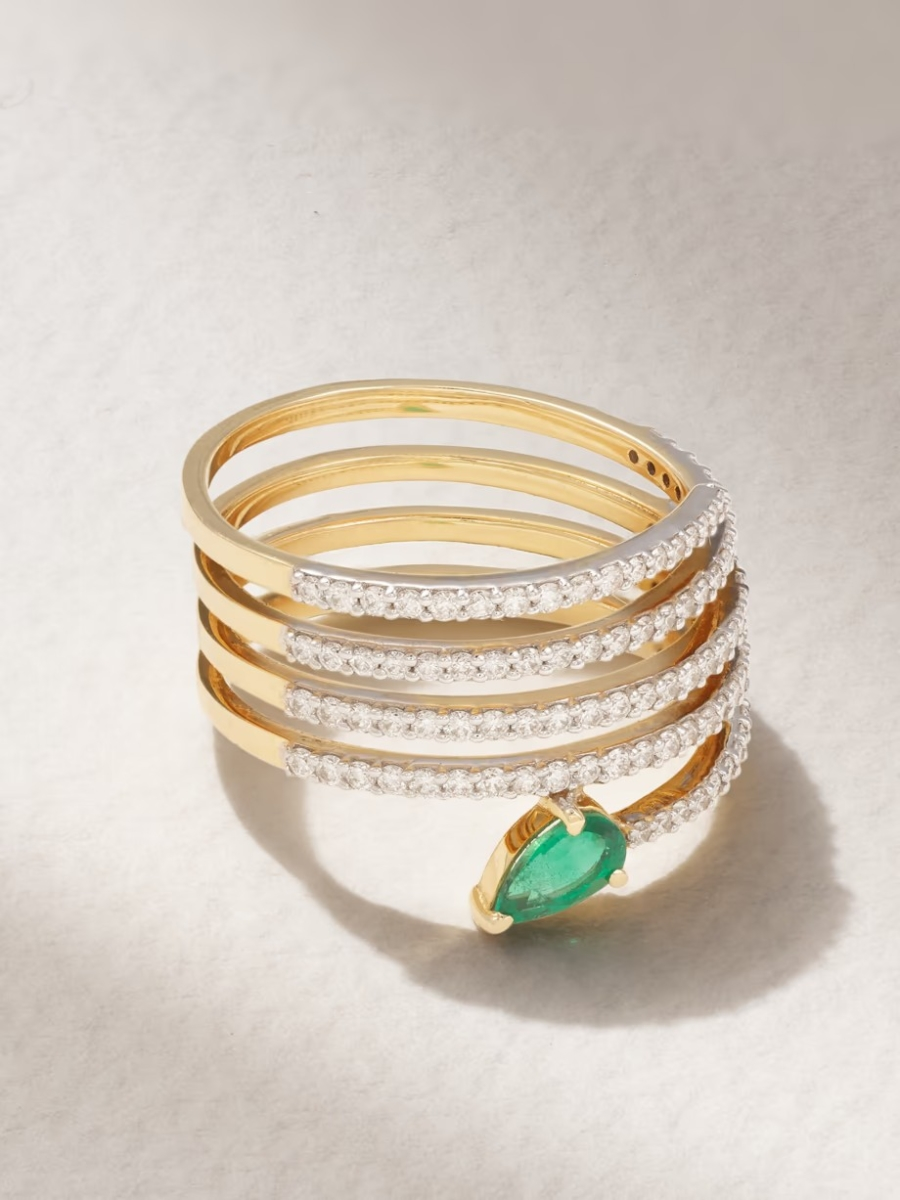House Of Meraki Sienna 18-karat gold, diamond and emerald ring