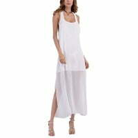Skoonheid White Sheer-Overlay Sleeveless Dress