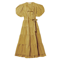 Многоярусное платье миди ULLA JOHNSON Agathe с запахом из хлопка и поплина