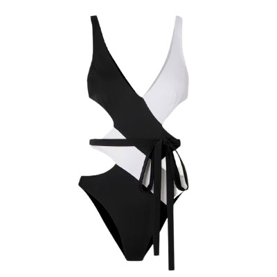 AGENT PROVOCATEUR Racy belted cutout two-tone swimsuit